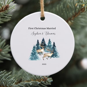 First Christmas Married Ornament, Personalized Couple Ornament, Custom Family Christmas Ornament, Xmas Family Keepsake Ornament, Xmas Décor