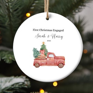 First Christmas Engaged Ornament, Personalized Couple Ornament, Custom Family Christmas Ornament, Xmas Family Keepsake Ornament, Xmas Décor