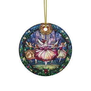 Stained Glass Style Nutcracker Ballet Christmas Ornament #8, Christmas Keepsake, Nutcracker Gift, Heirloom Keepsake, Bauble Present.