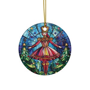 Stained Glass Style Nutcracker Ballet Christmas Ornament #2, Art, Christmas Keepsake, Nutcracker Gift, Heirloom Keepsake, Bauble Present.