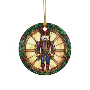 Stained Glass Style Nutcracker Ballet Christmas Ornament #3, Art, Christmas Keepsake, Nutcracker Gift, Heirloom Keepsake, Bauble Present.