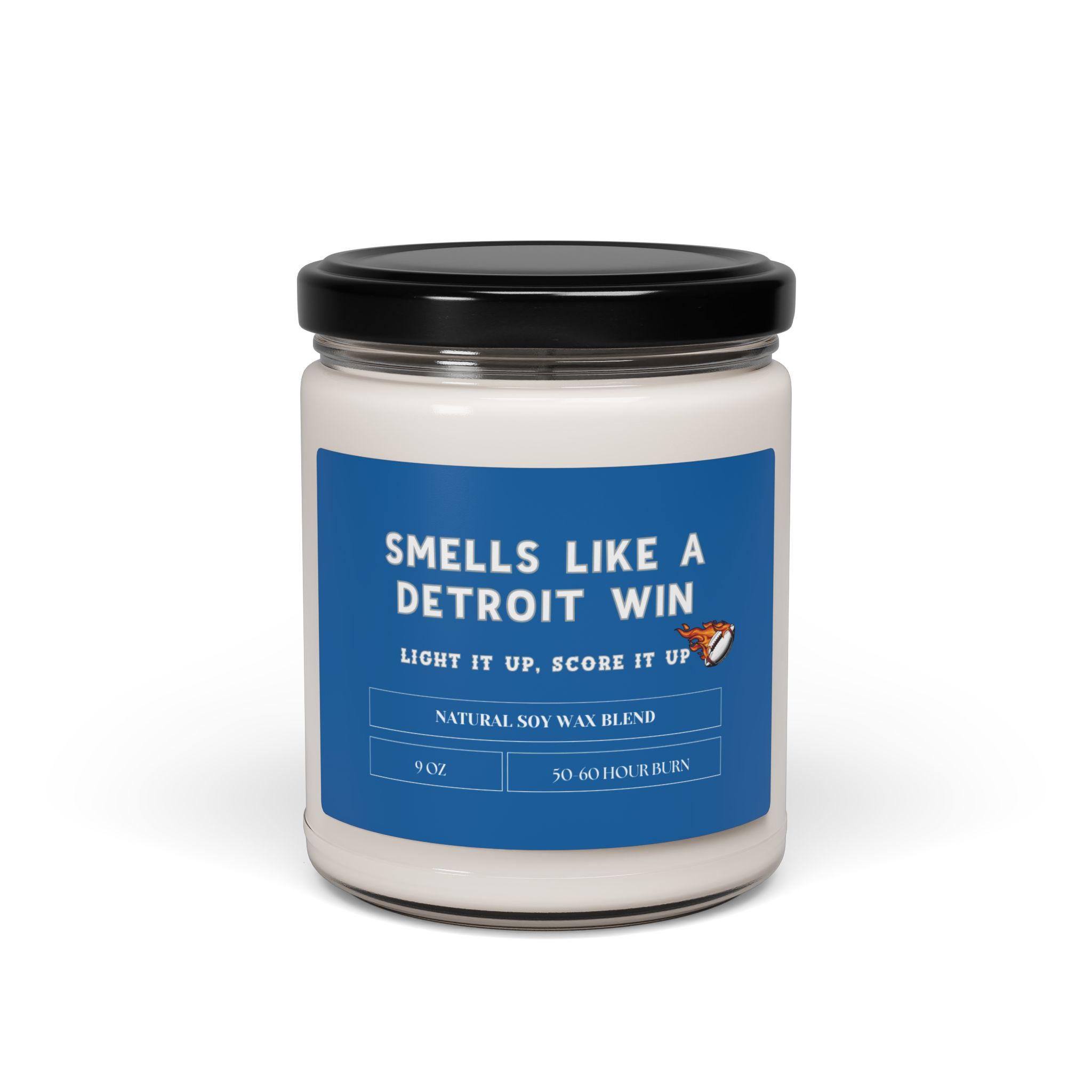 Smells Like a Detroit Win Soy Candle, Custom Scents, Custom Detroit Lions Candle, Gift for Detroit Lions Fan, Lucky Candle Football Fan Gift