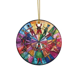 Stained Glass Style Nutcracker Ballet Christmas Ornament #5, Christmas Keepsake, Nutcracker Gift, Heirloom Keepsake, Bauble Present.