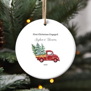 First Christmas Engaged Ornament, Personalized Couple Ornament, Custom Family Christmas Ornament, Xmas Family Keepsake Ornament, Xmas Décor