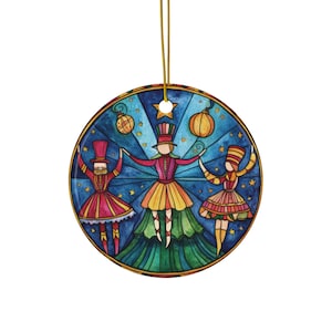 Stained Glass Style Nutcracker Ballet Christmas Ornament #4, Art, Christmas Keepsake, Nutcracker Gift, Heirloom Keepsake, Bauble Present.