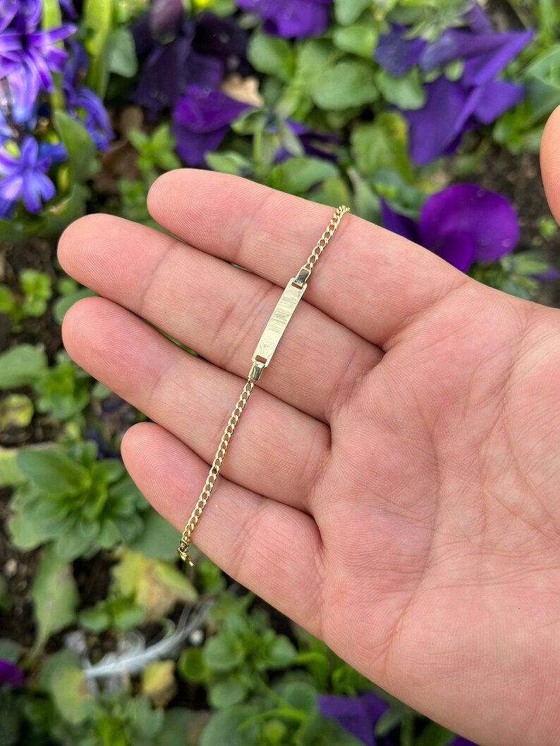 14k Gold Custom Name Bracelet for Baby, Personalized Gold Jewelry Curb