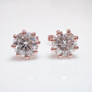 14K Solid Gold Moissanite Diamond Stud Earrings - Dainty Everyday Minimalist Jewelry, Gift for Her