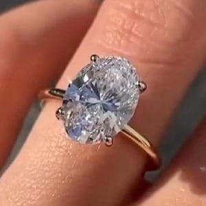 3 CT Oval Cut Moissanite Engagement Ring, Gorgeous Hidden Halo Anniversary Ring, 14K Solid Gold Ring, Classic Promise Ring, Solitaire Ring