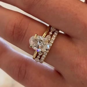 2 CT Oval Cut Moissanite Engagement Ring Set | 3 Piece 14K Gold Bridal ...