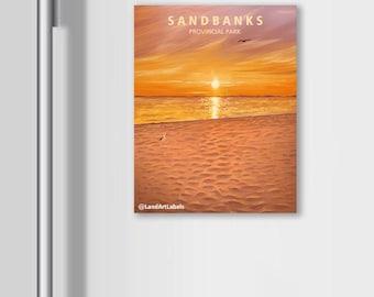 Imán del Parque Provincial Sandbanks, puesta de sol, Ontario, Canadá. Arte de la naturaleza (6,35 cm x 8,13 cm).