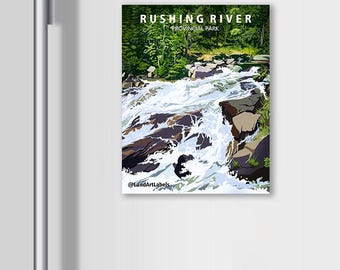 Imán del Parque Provincial Rushing River, Ontario, Canadá. Arte de la naturaleza (6,35 cm x 8,13 cm).