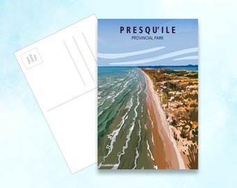 Presqu'ile, plaża, Ontario, Kanada, pocztówka 4" x 6", sztuka podróżnicza