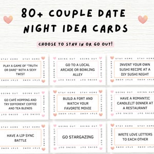 83 Paar Date Night Ideen Karten | Druckbare Date Ideen & Beziehungsspiele | Valentinstag Geschenk
