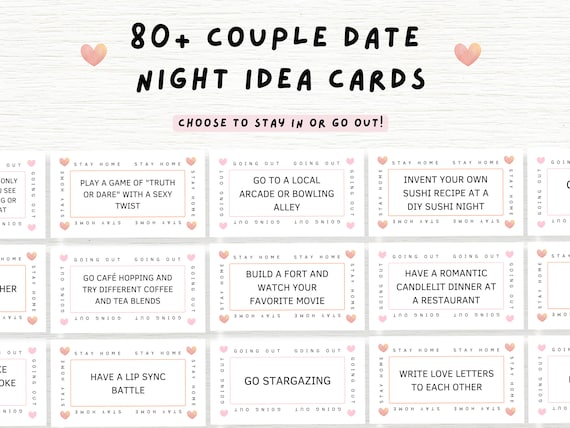 83 Couple Date Night Idea Cards | Printable Date Ideas & Relationship Games | Valentine's Day Gift