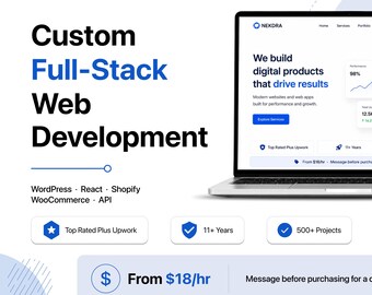 Custom Full-Stack Website Design & Development – WordPress, React, Shopify, WooCommerce, API Integration | Professional Web Solutions