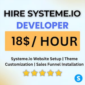 Contrate um desenvolvedor da Systeme.io – Configuração de sites, criação de funis de vendas, personalização de temas e automação | Preço acessível | Serviço rápido