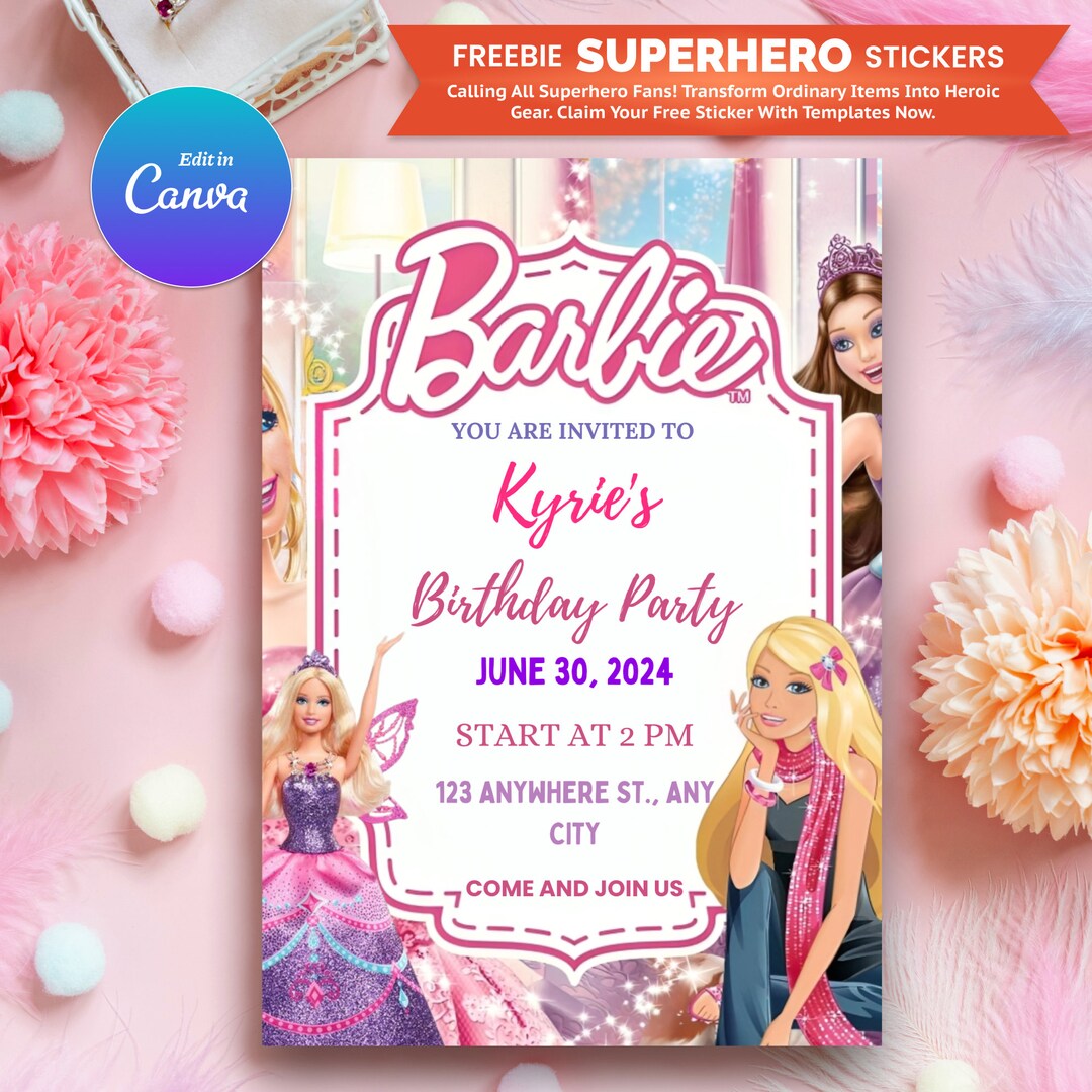 Barbie Invitation Barbie Invitation, Birthday Template, Printable ...