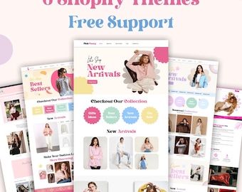 Shopify Theme Bundle | Boho Chic | 6 Peach Pink Templates | Instant Download