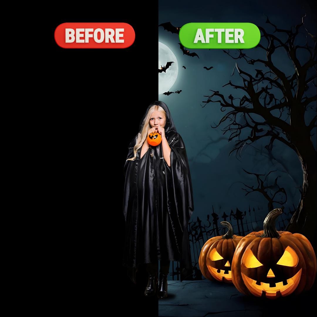 Custom Halloween Family Photo Editing Costumes, Spooky Backgrounds