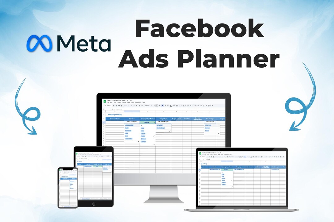 Planner Ad Examples Facebook Ads Budget Planner | Social Media Campaign Tracker (digital ...