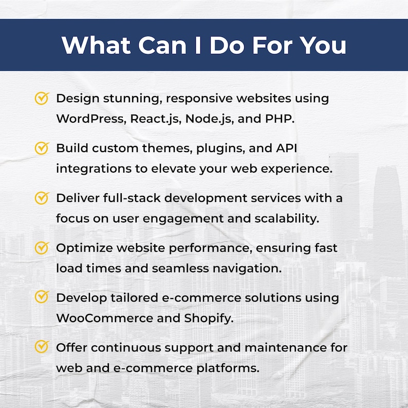 Custom Full-Stack Website Design & Development What Can I Do For You