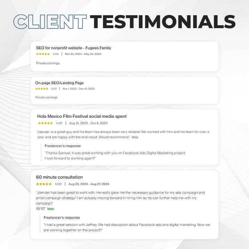 Professional Website SEO Audit Service Client Testimonials