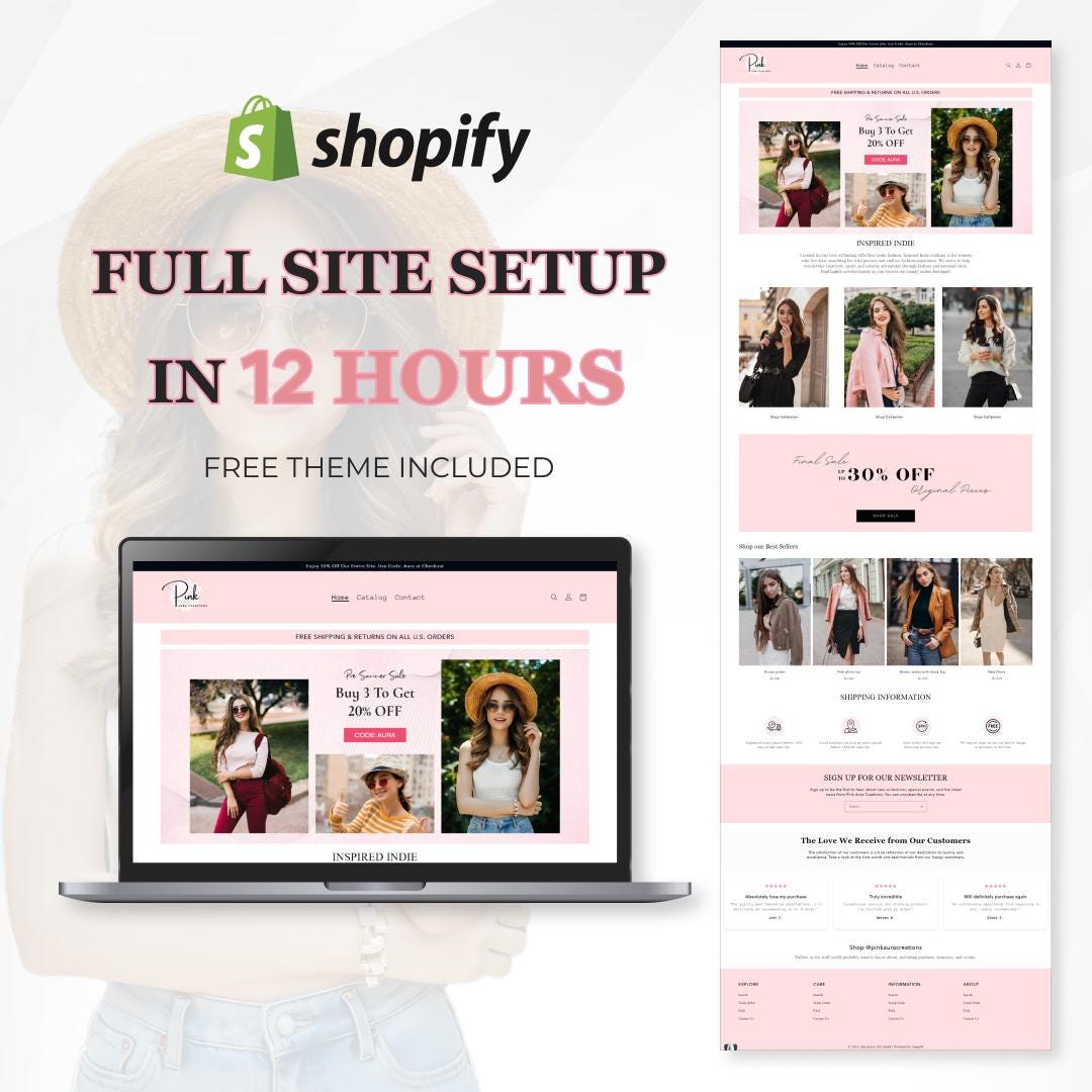 Shopify Store Setup: 12-Hour Full Site Design with Free Theme