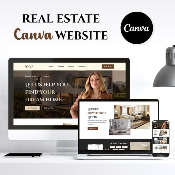 Personalised Real Estate Website Template Design in Canva: Branding Marketing Bundle (Digital Download)
