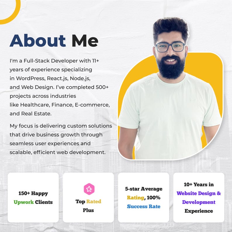 Custom Full-Stack Website Design & Development About Me