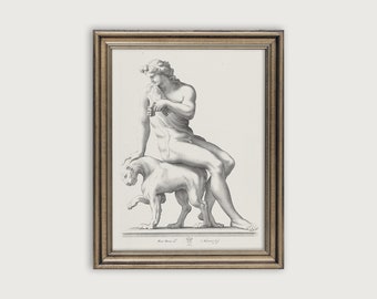 Antique Statue Printable Art, 17th Century Engraving Of Ancient Greek Sculpture, Vintage Greek God Art Print, Greek Mythology Digital Print