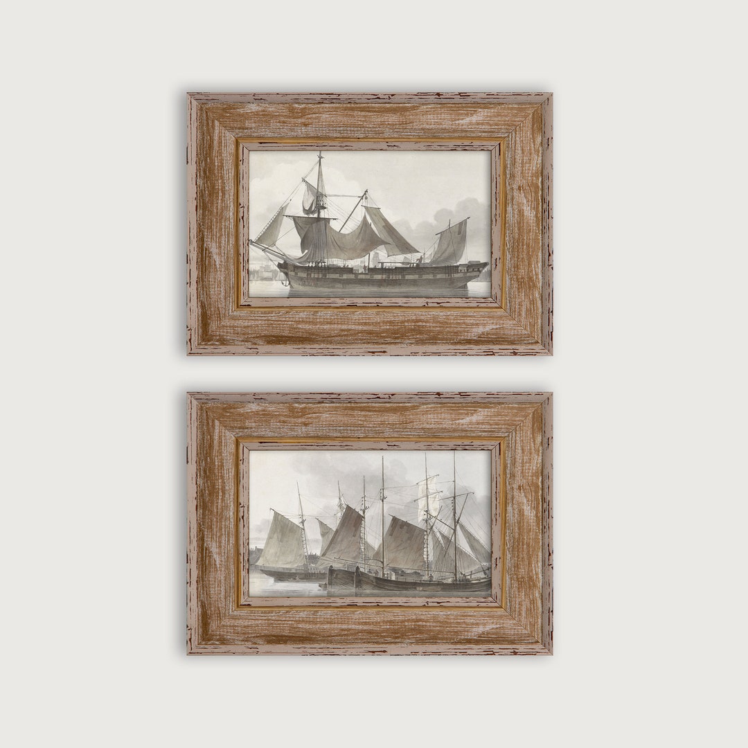 Vintage Coastal Wall Art, Set of 2 Sailboat Art, Nautical Decor ...