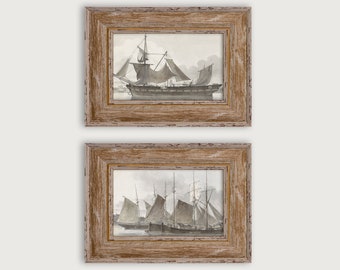Vintage Coastal Wall Art, Set Of 2 Sailboat Art, Nautical Decor, Watercolor Sailboat Downloadable Art Print, Printable Wall Art