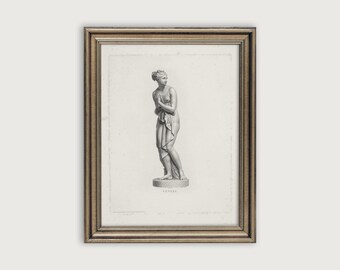 Antique Statue Printable Art, 18th Century Engraving Of Ancient Greek Sculpture, Vintage Greek Goddess Print, Venus Digital Download
