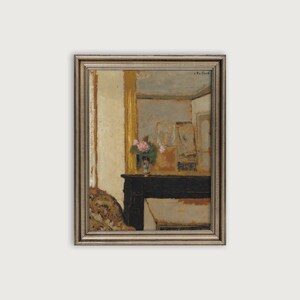 Vintage VICTORIAN INTERIOR Still Life Printable Art, Antique Oil Painting Downloadable Art, Earth Tone Decor, 19th Century Gallery Wall Art