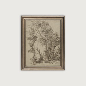 Tree Sketch Art, Vintage Neutral Art Print, Moderne Boerderij Wall Art, Earth Tone Wall Art Instant Download