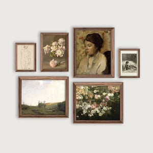 Printable Vintage Gallery Wall Art Set of 6, Neutral French Country Decor, Vintage European Art, Farmhouse Decor