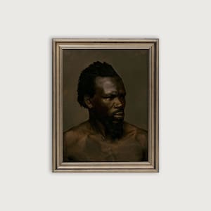 Vintage BLACK MAN PORTRAIT Painting, Portrait Of A Black Man, Dark Academia Decor, Antique Oil Painting Printable Art, Moody Wall Art