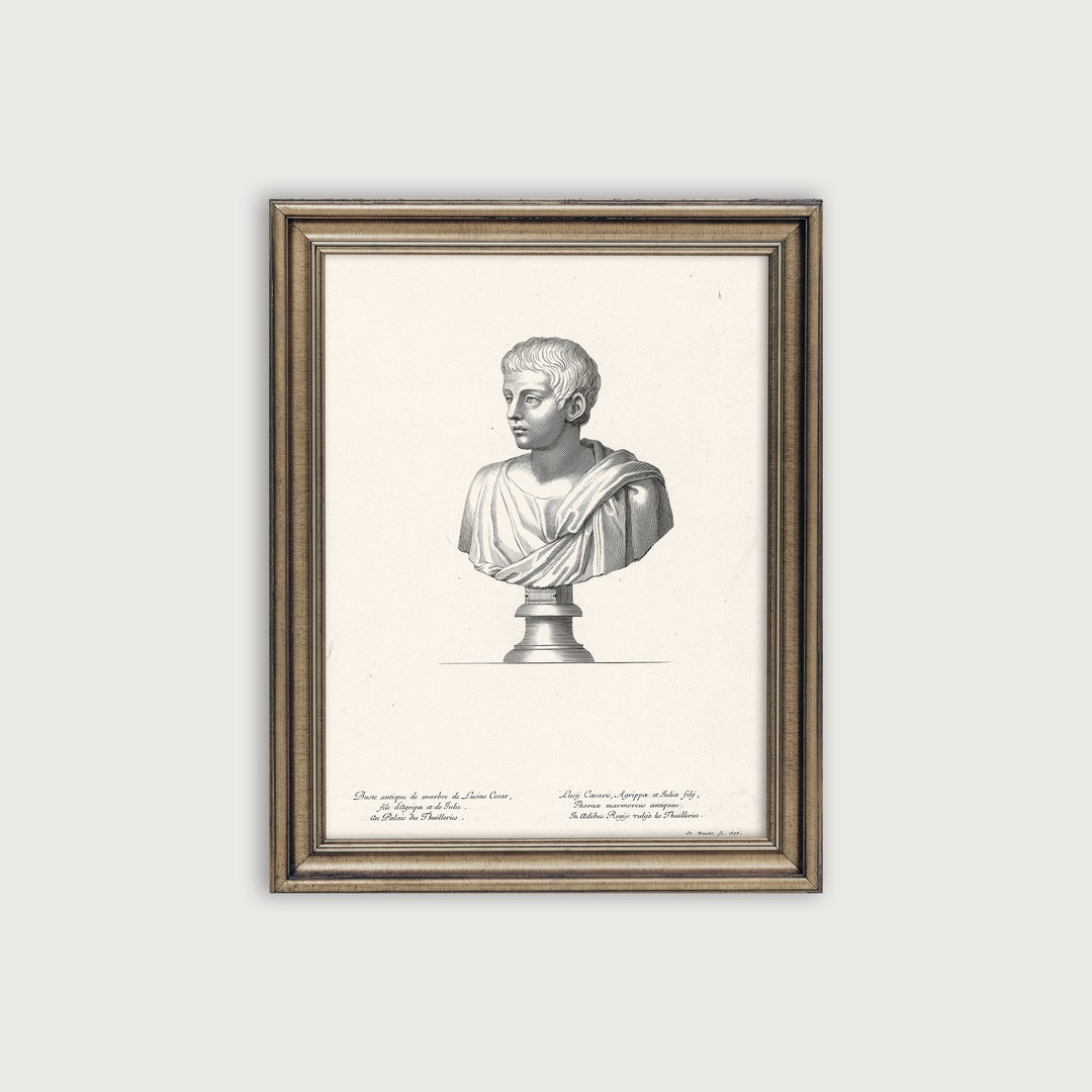 Antique Bust Statue Printable Art, Vintage Engraving Downloadable Art