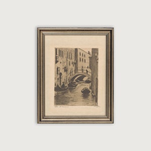 Vintage VENICE SKETCH Printable Art, Antique Sketch Downloadable Art Print, Architectural Sketch, Venice Canal Art Print, Cityscape Drawing