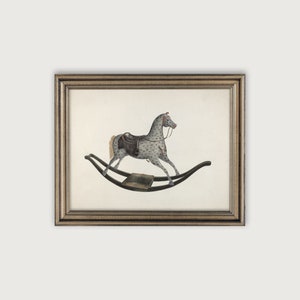 Vintage Nursery Art, Antique Horse Watercolor Printable Art, Kids Room Wall Decor, Playroom Wall Decor, Neutral Color Nursery Decor