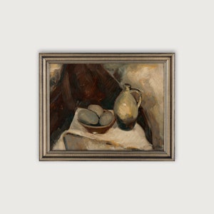 Vintage KITCHEN STILL LIFE Painting Printable Art, Still Life Oil Painting, Antique Downloadable Art Print, Moody Gallery Wall Decor