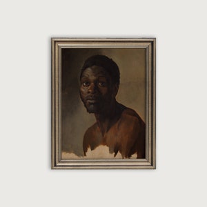 Vintage BLACK MAN PORTRAIT Painting, Portrait Of A Black Man, Eclectic Vintage Downloadable Art Print, Antique Oil Painting Printable Art