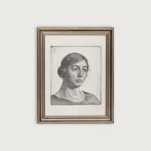 Vintage FEMALE PORTRAIT SKETCH, Antique Sketch Downloadable Art Print, Woman Figure Drawing Printable Art, Bedroom Decor, Female Study