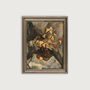 MOODY STILL LIFE Printable Art, Flower Still Life Oil Painting, Antique Downloadable Art Print, Dark Academia Wall Decor, Floral Print