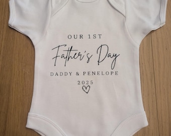 First Father's Day BabyGrow - Personalised Vest/ Bodysuit- Father's Day Outfit - BabyGift