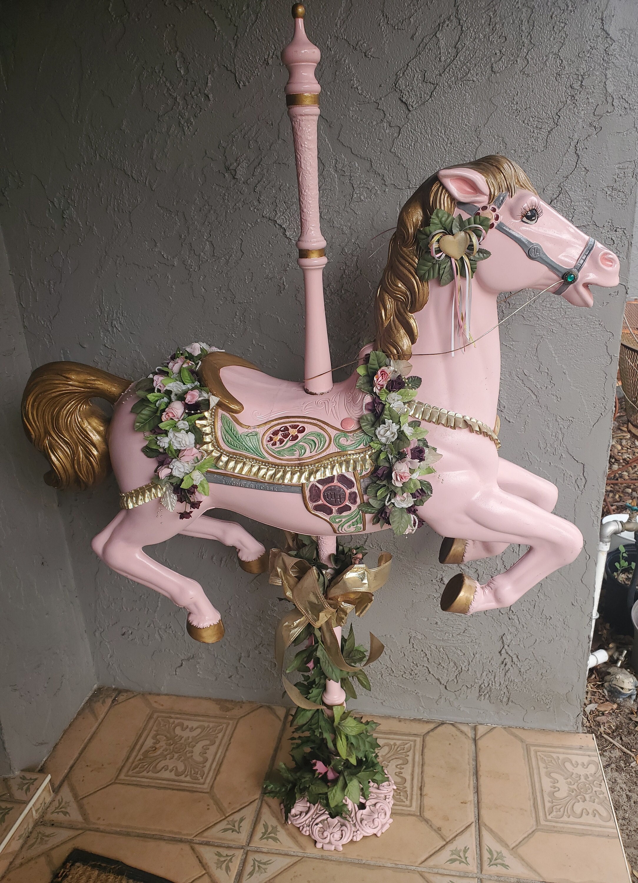 Vintage Carousel Horse Pink Beautiful Baby Girl Statue Etsy