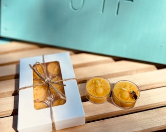 Queen bee tea light pure beeswax 6 pack