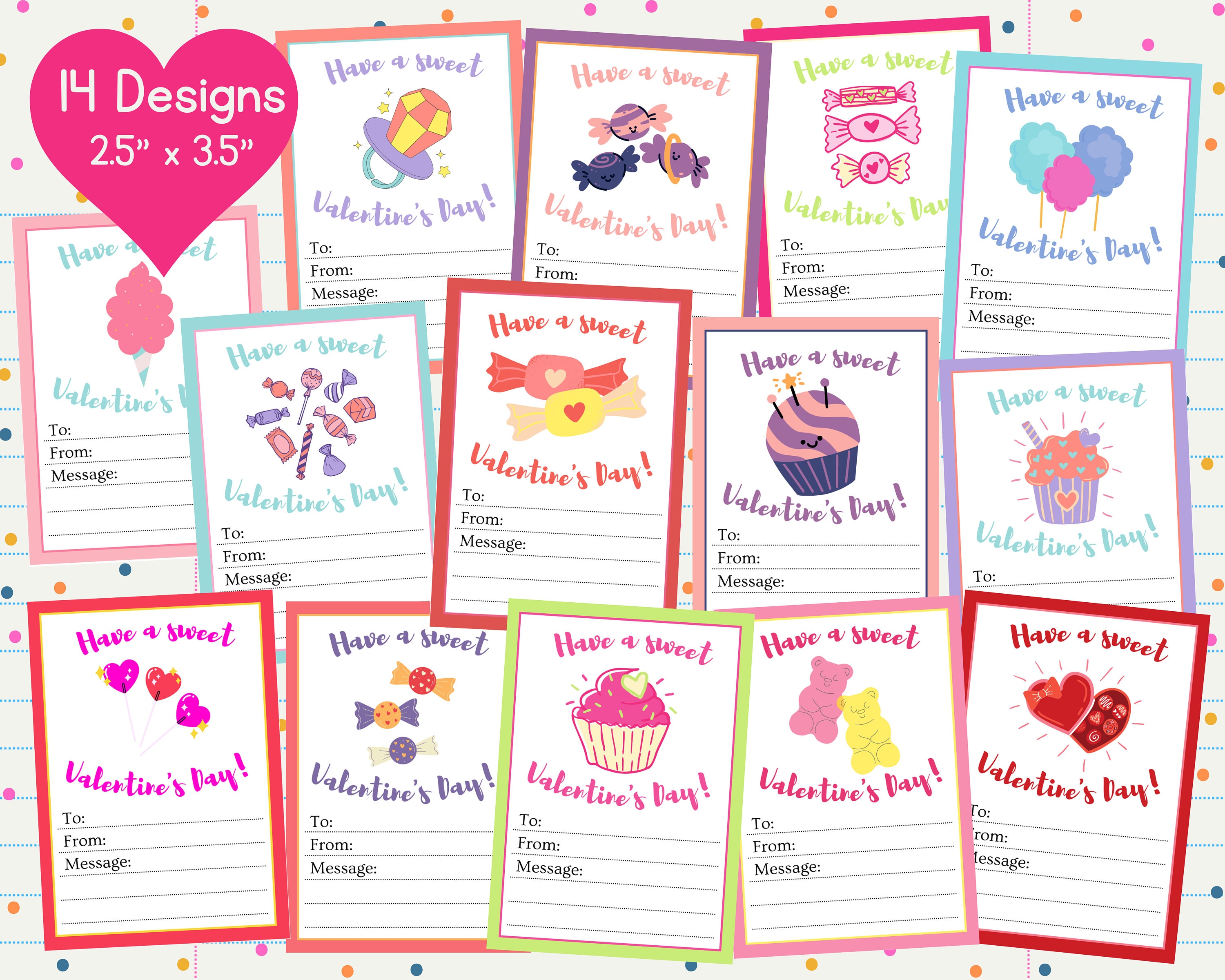 Valentine's Day Candy Grams, Printable PDF, US Letter 8.5x11, Instant ...