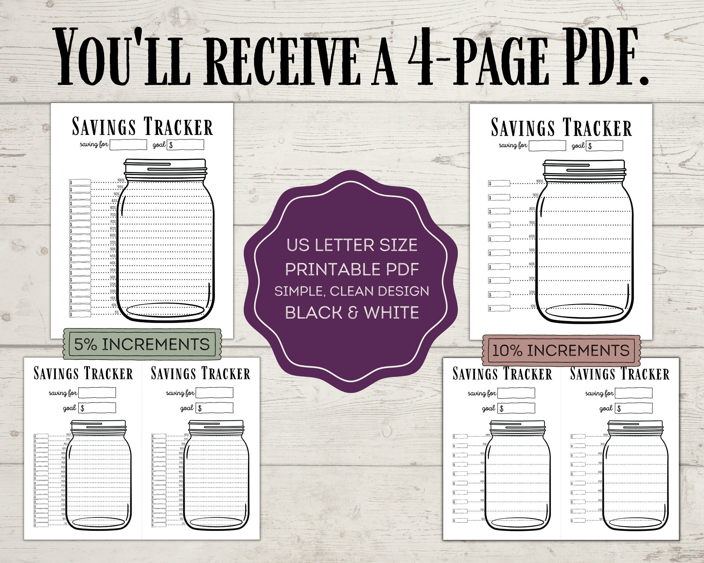 Mason Jar Savings Tracker Printable PDF Instant Download - Etsy
