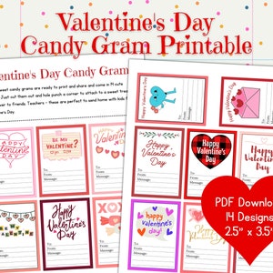 Gramos de dulces del Día de San Valentín, PDF imprimible, Carta de EE. UU. 8.5x11, Descarga instantánea